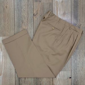 SOLD Canali Pleated & Cuffed Tan Dress Pants